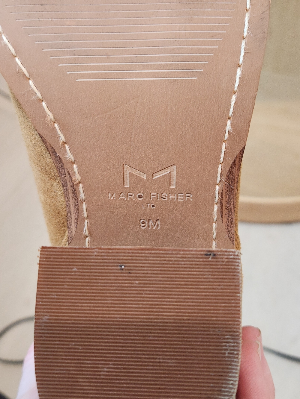 Marc Fisher Suede Ankle Booties in Camel Brown - Picture 6 of 6